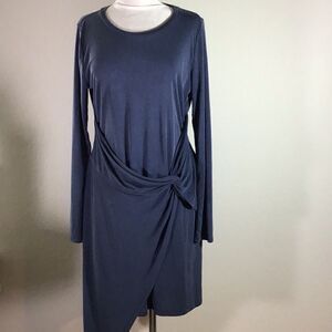 Skies Are Blue Women’s Dress Faux Wrap Ribbed Long sleeve Asymmetrical Size L